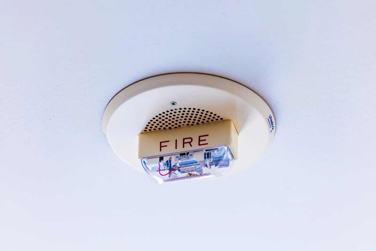 Smoke detector mounted on a ceiling